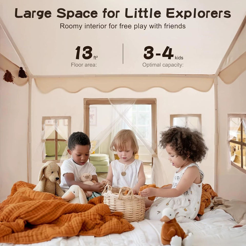 Polyester Inflatable Large Foldable Soft Indoor Children's Play Tent House with Windows for Kids