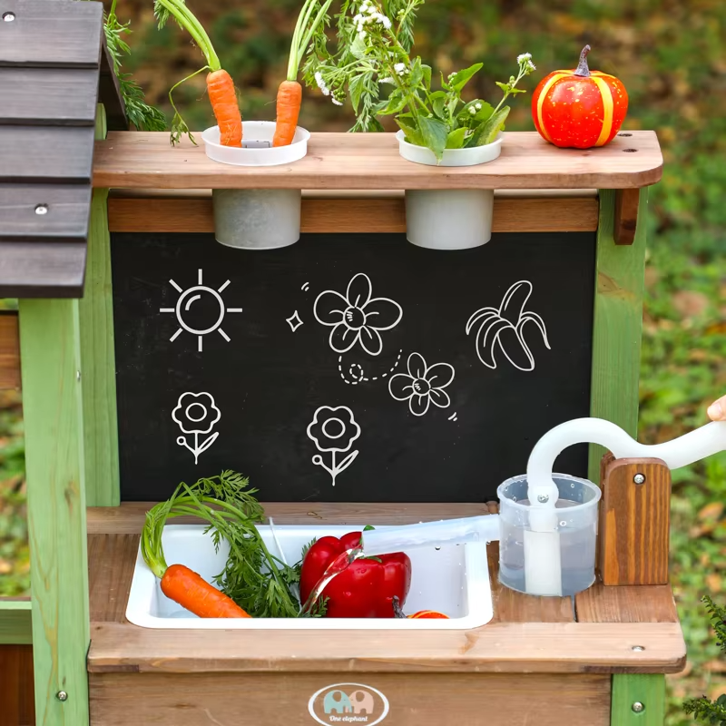 Wholesale Montessori Wooden Outdoor Farm Play Set Mud Kitchen Garden Pretend Toy