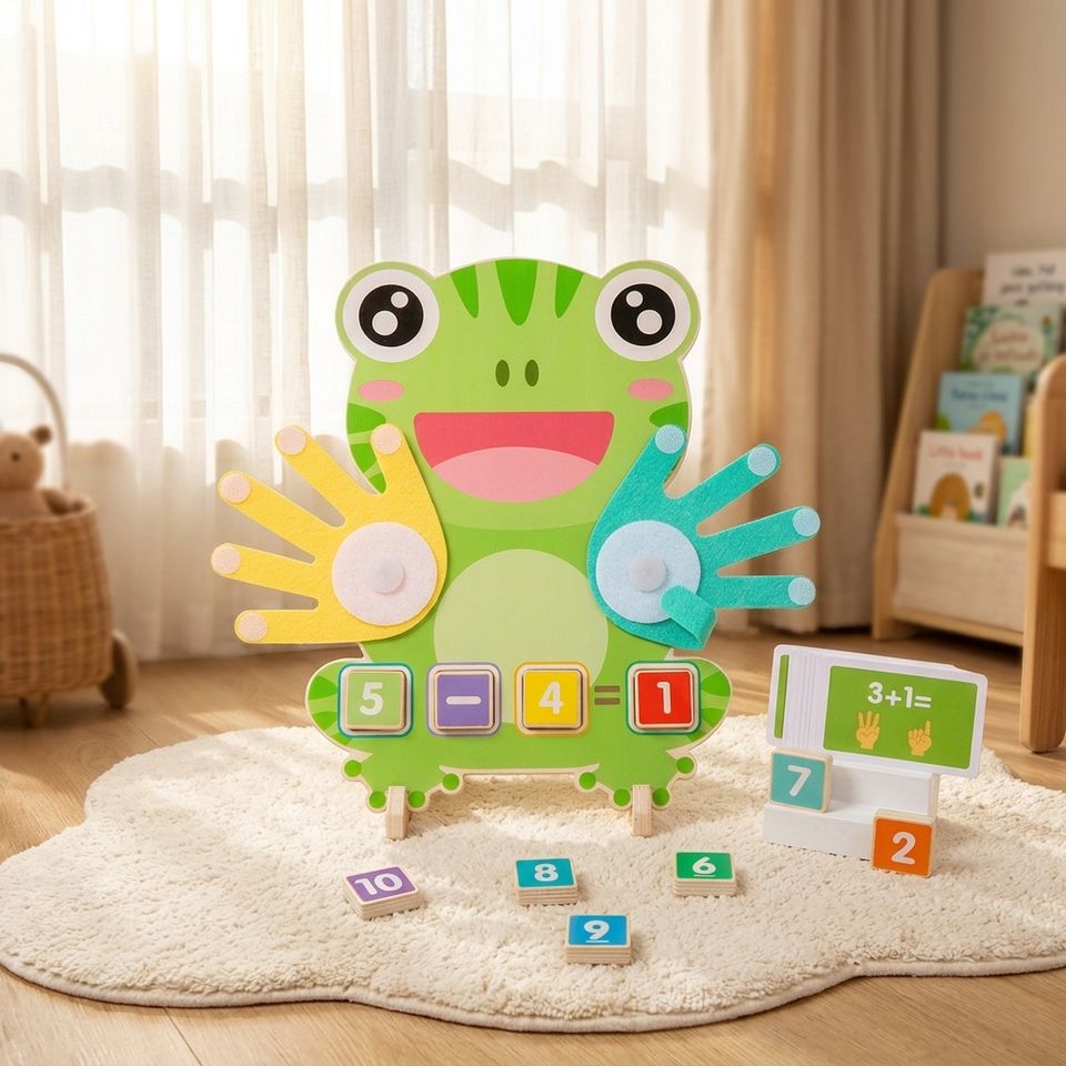 Wooden Finger Count Clock Toddler Kindergarten Math Addition Time Recognition Montessori Early Educational Learning Toy Flash