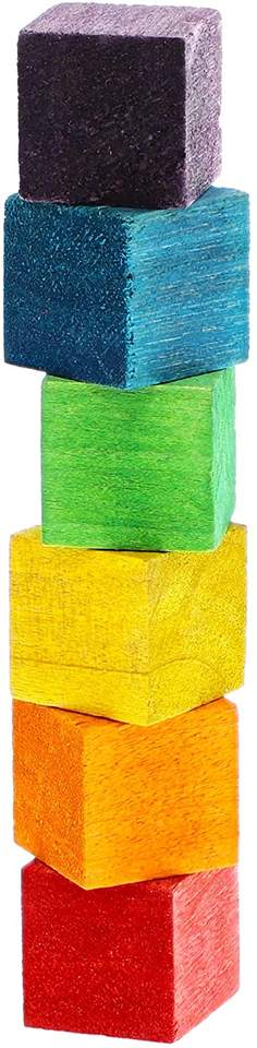 Bright Creations Blocks for Crafts, Colorful Wooden Cubes (6 Colors, 0.6 In, 100 Pieces)