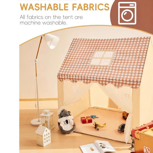 Single Layer Polyester Soft Toy Kids Play Tent for Indoor & Outdoor Use with Star Light Flags Carry Bag