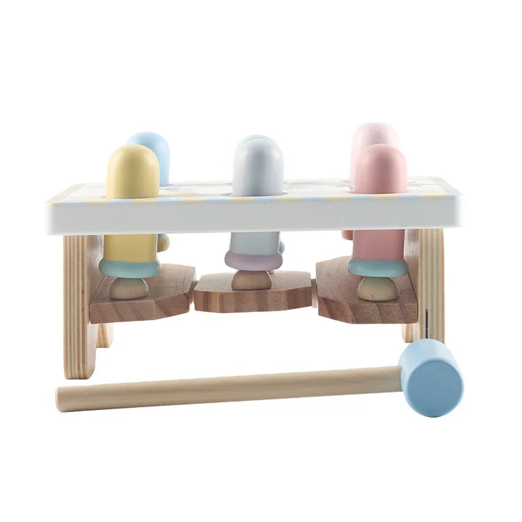 Wholesale Cartoon Animal Wooden Pounding Bench Hammer Toy Preschool Learning Game