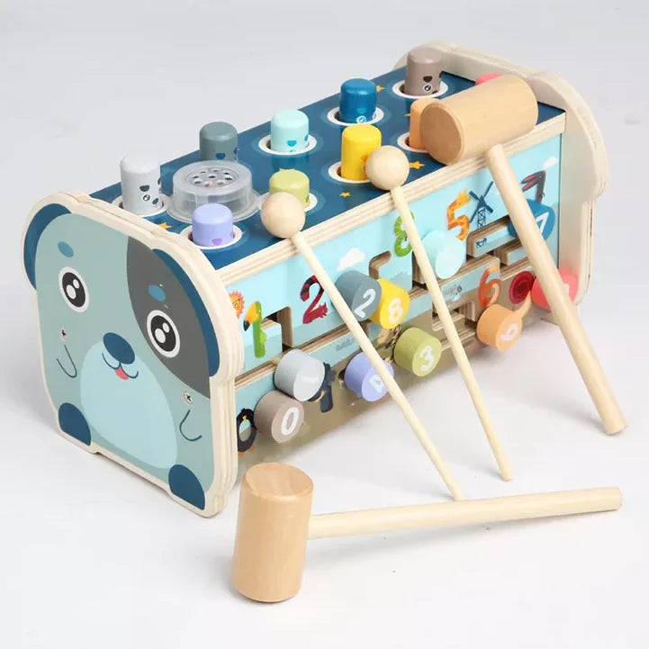 Wholesale Multifunctional Wooden Pounding Bench Xylophone Fishing Game Montessori Toy