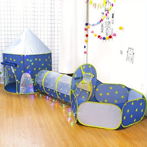 3 Piece Boys Kids Play Tent Set Baby Tunnel Playhouse Indoor Outdoor Activity Toy