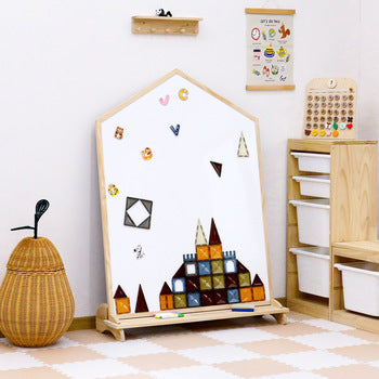 Children's Magnetic Double-Sided House-Shaped Drawing Board Dust-Free Erasable Solid Wood Stand Home Use Baby Early Education