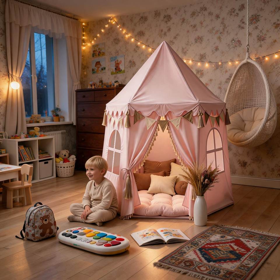 Princess Castle Kids Play Tent for Toddlers Children Soft Foldable Polyester Fabric Indoor Playhouse Soft Toy Unisex