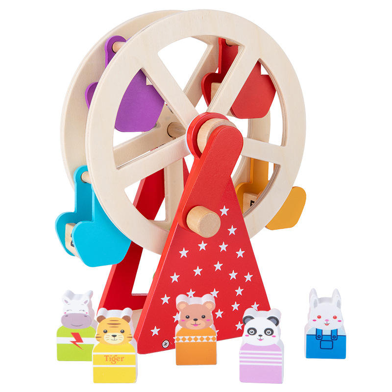 Wholesale Wooden Hand Cranked Ferris Wheel Toy Montessori Spinning Game