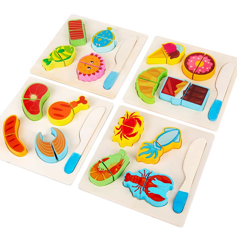 Wholesale Wooden Kitchen Pretend Play Cutting Fruit Vegetable Cooking Toy for Toddlers
