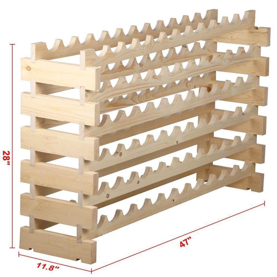 6-Tier 72-Bottle Capacity Modular Storage Display Shelf Free Standing Wine Rack for Kitchen Cellar No Tools Assembly Required