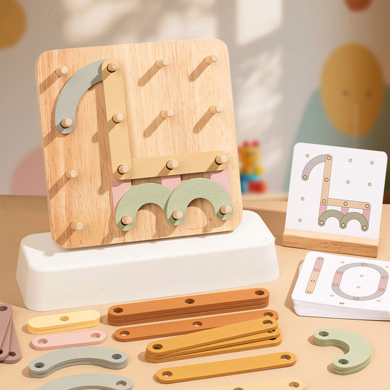 Wholesale DIY Wooden Nail Board Strip Puzzle Montessori Fine Motor Toy