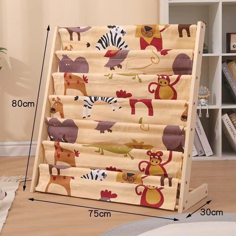 Children's Creative Unpainted Solid Wood Bookshelf Baby Picture Book Rack Storage Rack Home Textbook Storage Rack 3D Style