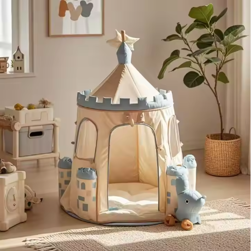 Kids Sports Castle Play Tent Foldable Soft Comfortable Indoor Princess Bed Made of Polyester