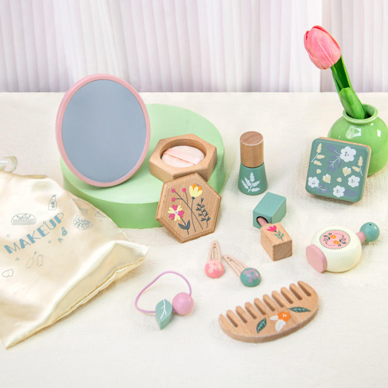 Wholesale Wooden Kids Makeup Kit Beauty Pretend Play Role Play Toy Set