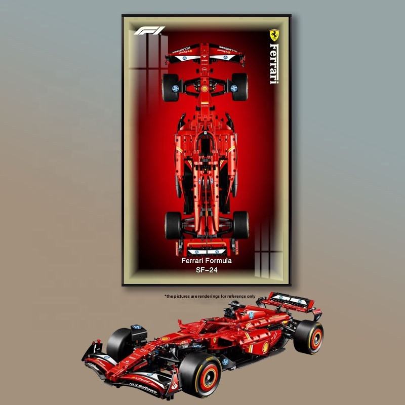 For 42206 Red Bull RB20 for 42207F1 Metal Building Block Wall Photo Frame Background Display Board for Building Block Display