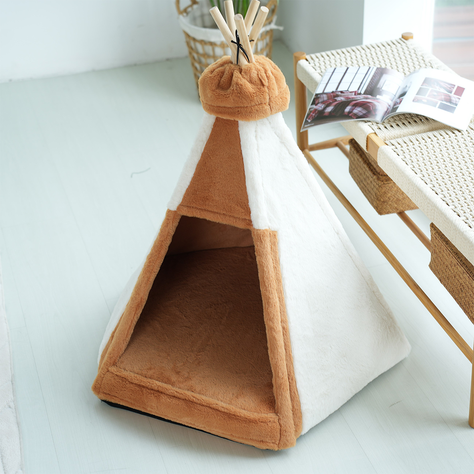 High Quality Semi-enclosed Teepee Pet Tent cat and Dog House Washed ,comfortable and Portable ,indoors &outdoors