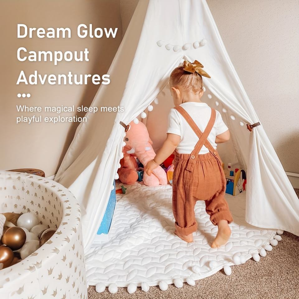 White Lace Teepee Tent for Kids Soft Indoor Playhouse Decorative Cotton Play Tent for Toddlers