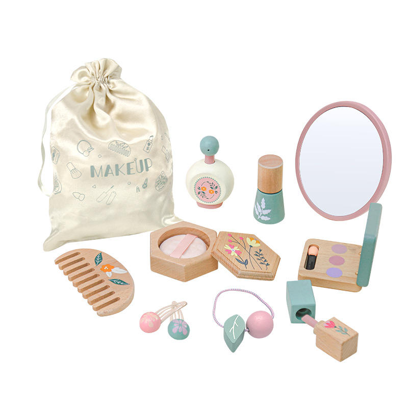 Wholesale Wooden Kids Makeup Kit Beauty Pretend Play Role Play Toy Set