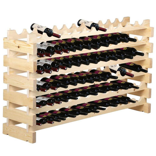 6-Tier 72-Bottle Capacity Modular Storage Display Shelf Free Standing Wine Rack for Kitchen Cellar No Tools Assembly Required