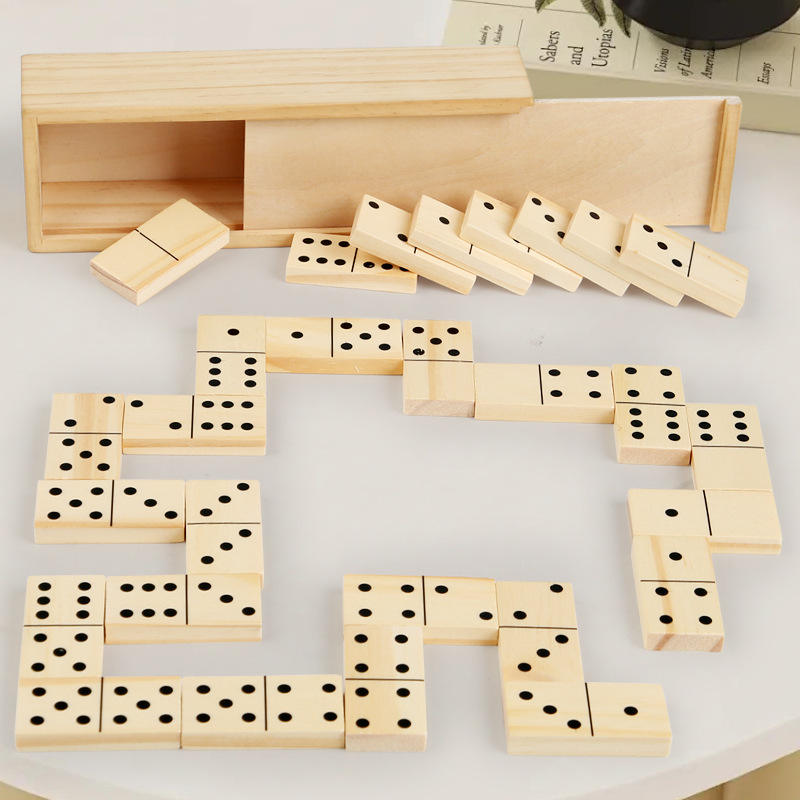Wholesale Wooden Domino Blocks Set Kids Educational Stacking Game Toy