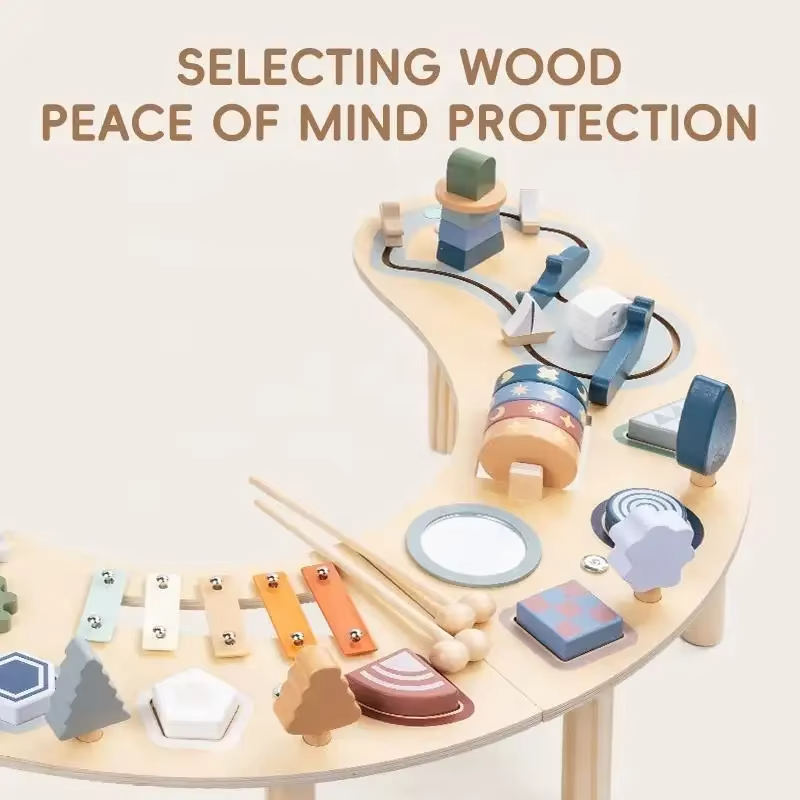 Wholesale Montessori Wooden Sensory Busy Table Kids Activity Center Early Learning Toy