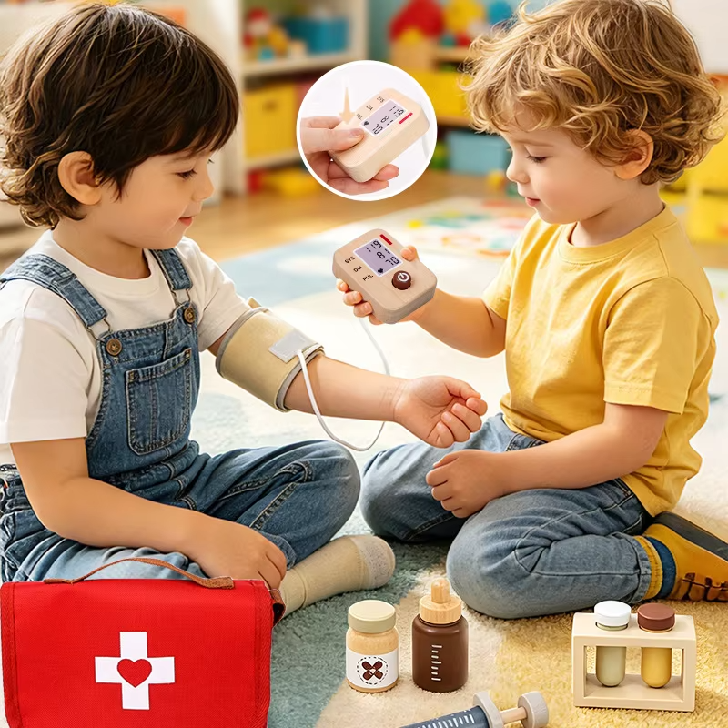 Wholesale Montessori Wooden Doctor Dentist Pretend Play Set Kids Medicine Box Toy