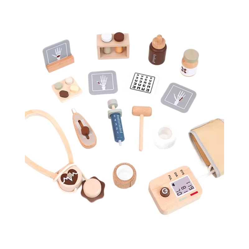 Wholesale Montessori Wooden Doctor Dentist Pretend Play Set Kids Medicine Box Toy