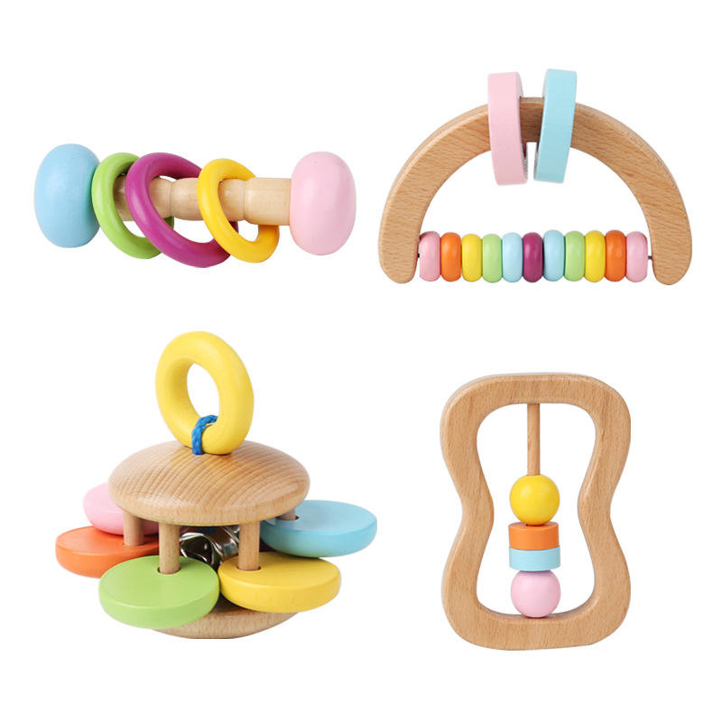 Wholesale Wooden Baby Rattle Teether Toy Toddler Early Education Gift