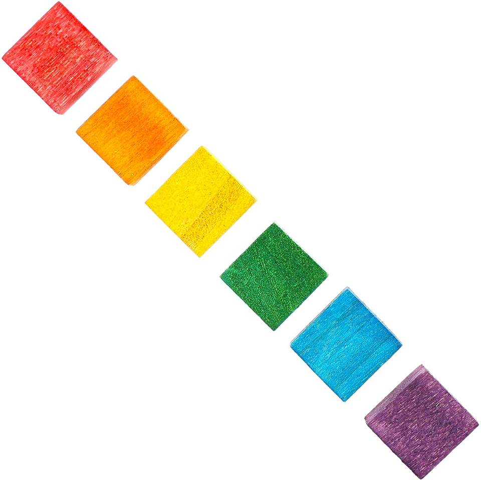 Bright Creations Blocks for Crafts, Colorful Wooden Cubes (6 Colors, 0.6 In, 100 Pieces)