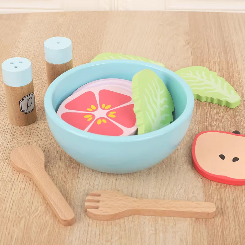 Wholesale Wooden Vegetable Salad Pretend Play Food Kitchen Toy Set