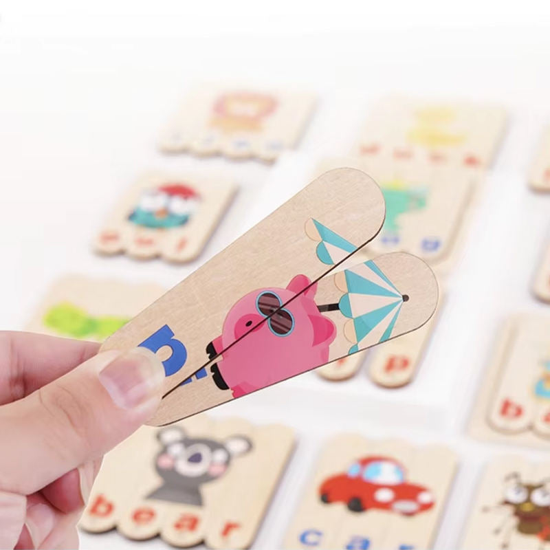 Wholesale Wooden Animal Alphabet Puzzle Preschool Letter Learning Toy