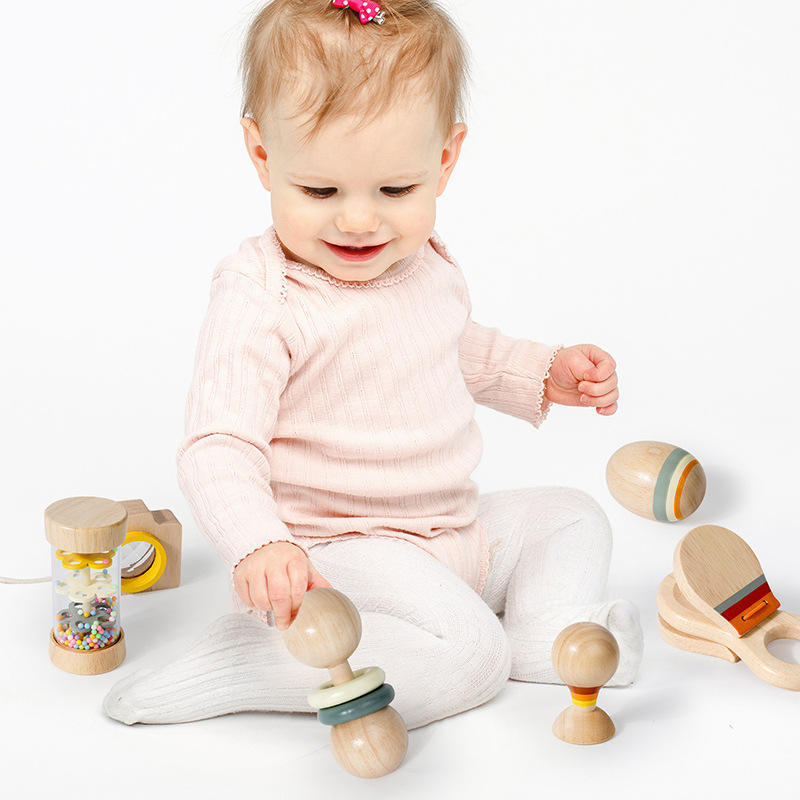 Wholesale Wooden Musical Rattle Toy Set Montessori Baby Instrument Gift
