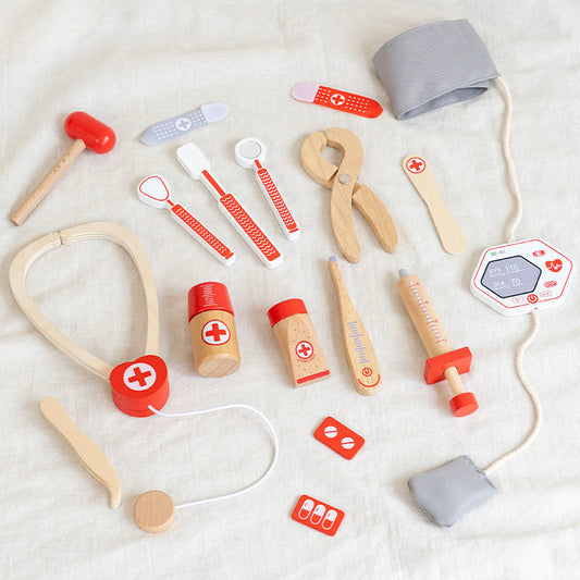 Wholesale Wooden Doctor Play Set Kids Medical Tools Pretend Role Play Toy