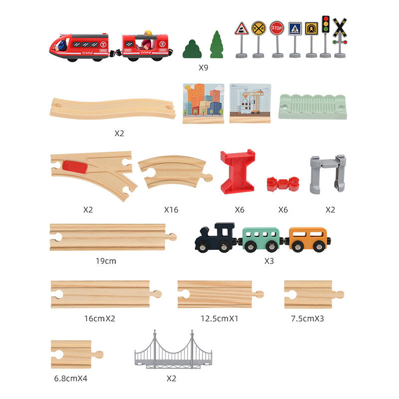 Wholesale 3D Wooden Train Track Toy Kids Roller Coaster Railway Building Set