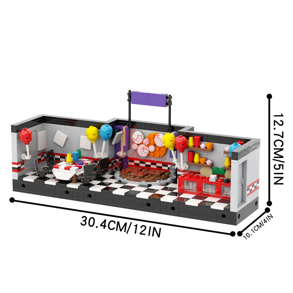 MOOXI Bricks MOC1281-A 745Pcs FNAF Midnight Bear Stage DIY Assembly Model Juguetes Educational Building Block Sets Kids Toys