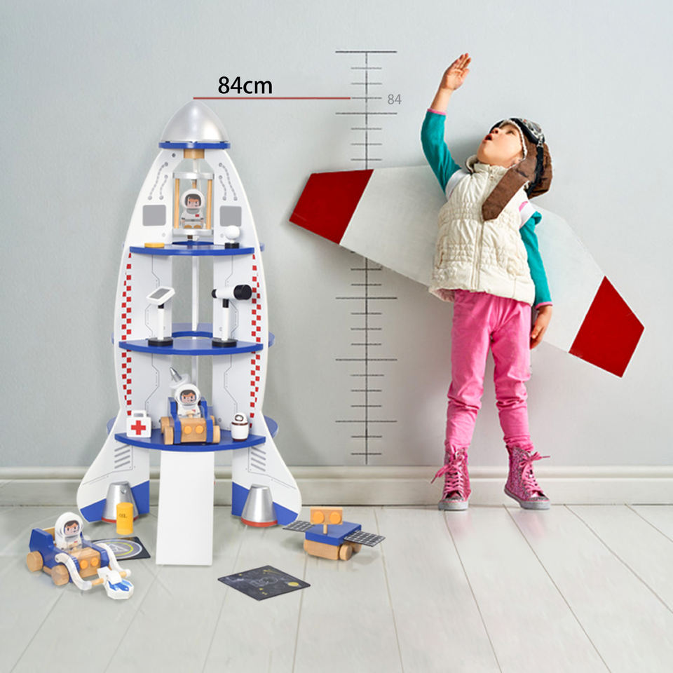 Wholesale Wooden Rocket Launcher Toy Montessori Outdoor Toss Game for Kids