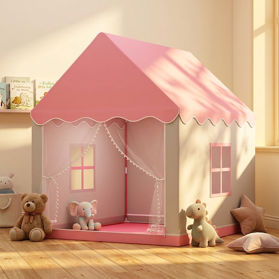 Kids Summer Tent Indoor Playhouse Cloth Soft Toy for Girls Boys Parent-Child Interaction Polyester Princess Dreamy