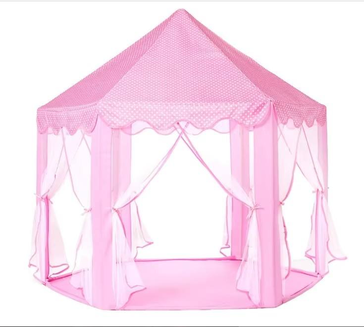 Princess Tent Playhouse Large Outdoor/Indoor Castle Toy with Star Lights Soft Polyester Toy for Kids Pink Large Large