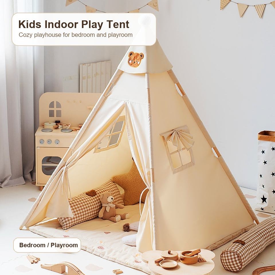 Kids Indoor Play Tent Foldable Teepee Playhouse for Boys and Girls Bedroom Playroom