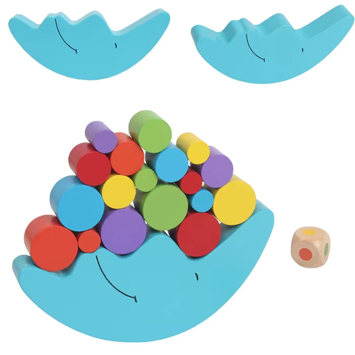 Wholesale Wooden Moon Balance Stacking Blocks Game Kids Early Education Toy