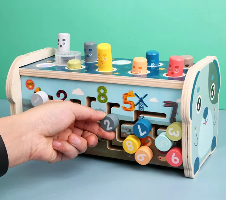 Wholesale Multifunctional Wooden Pounding Bench Xylophone Fishing Game Montessori Toy