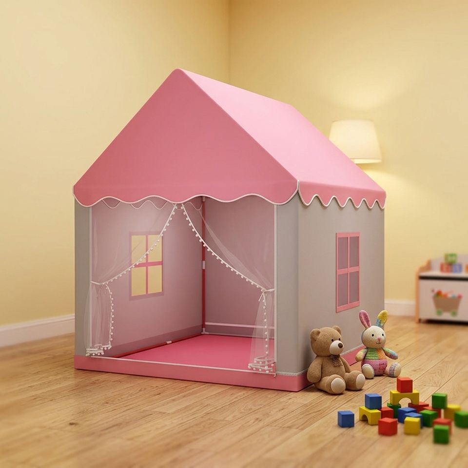 Kids Summer Tent Indoor Playhouse Cloth Soft Toy for Girls Boys Parent-Child Interaction Polyester Princess Dreamy