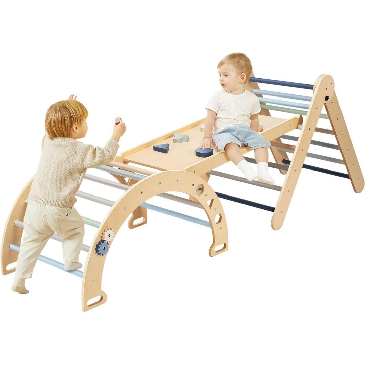 Modern Design Wooden Indoor Play Set For Toddlers With Climbing Wall And Frame