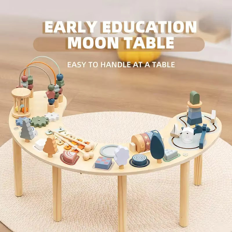 Wholesale Montessori Wooden Sensory Busy Table Kids Activity Center Early Learning Toy