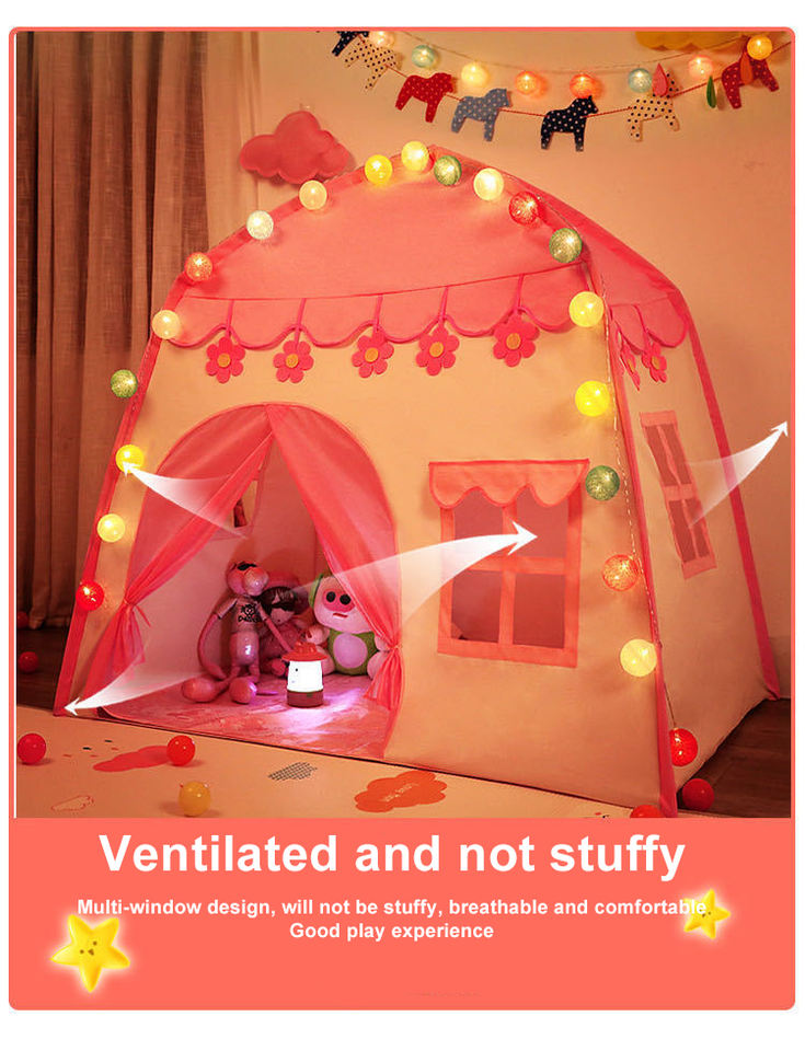 Indoor Outdoor Kids Play House Tent Foldable Easy Setup Polyester Sports Toy for Children 5-7 Years All Season