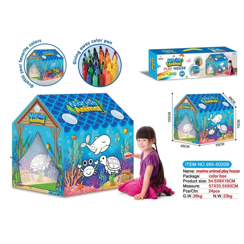 Wholesale Washable Coloring Play Tent Kids Art Craft Indoor Playhouse