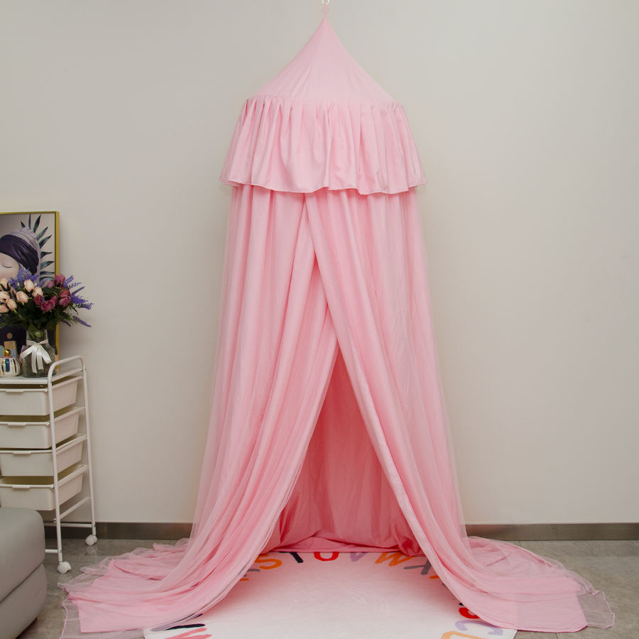 Princess Pink Double Layer Polyester Kids Bed Canopy for 2-7 Years Kids Indoor Outdoor Use