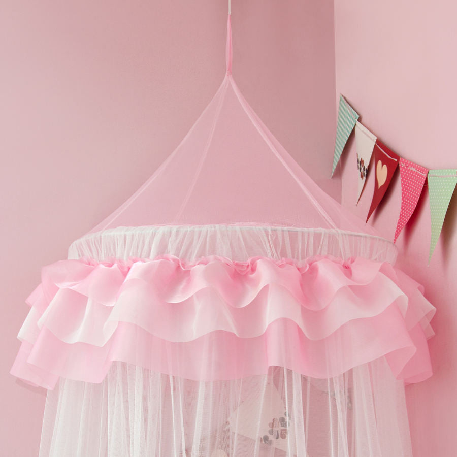 Folding Portable Soft Toy Canopy Round Shape 100% Polyester White Color Kids Bed Curtain