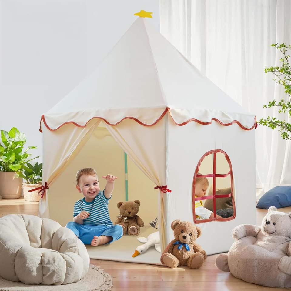 Wholesale Beige Cotton Fabric Toddler Tent Children Indoor Playhouse