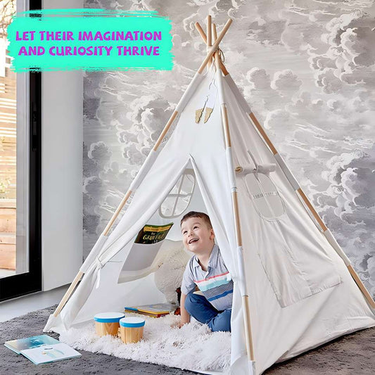Hot Sale Natural Cotton Children's Play Tent Single Layer Summer Garden Beach Camping Teepee Style Castle House for Kids