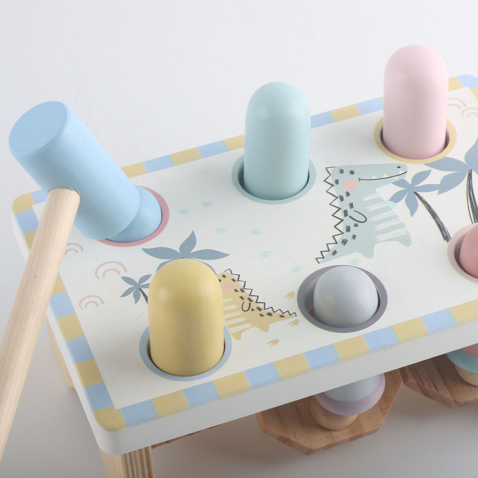 Wholesale Cartoon Animal Wooden Pounding Bench Hammer Toy Preschool Learning Game
